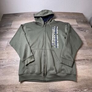 Tipsy Door County Hoodie Mens L Olive Green Full Zip Graphic USA Made Sweatshirt